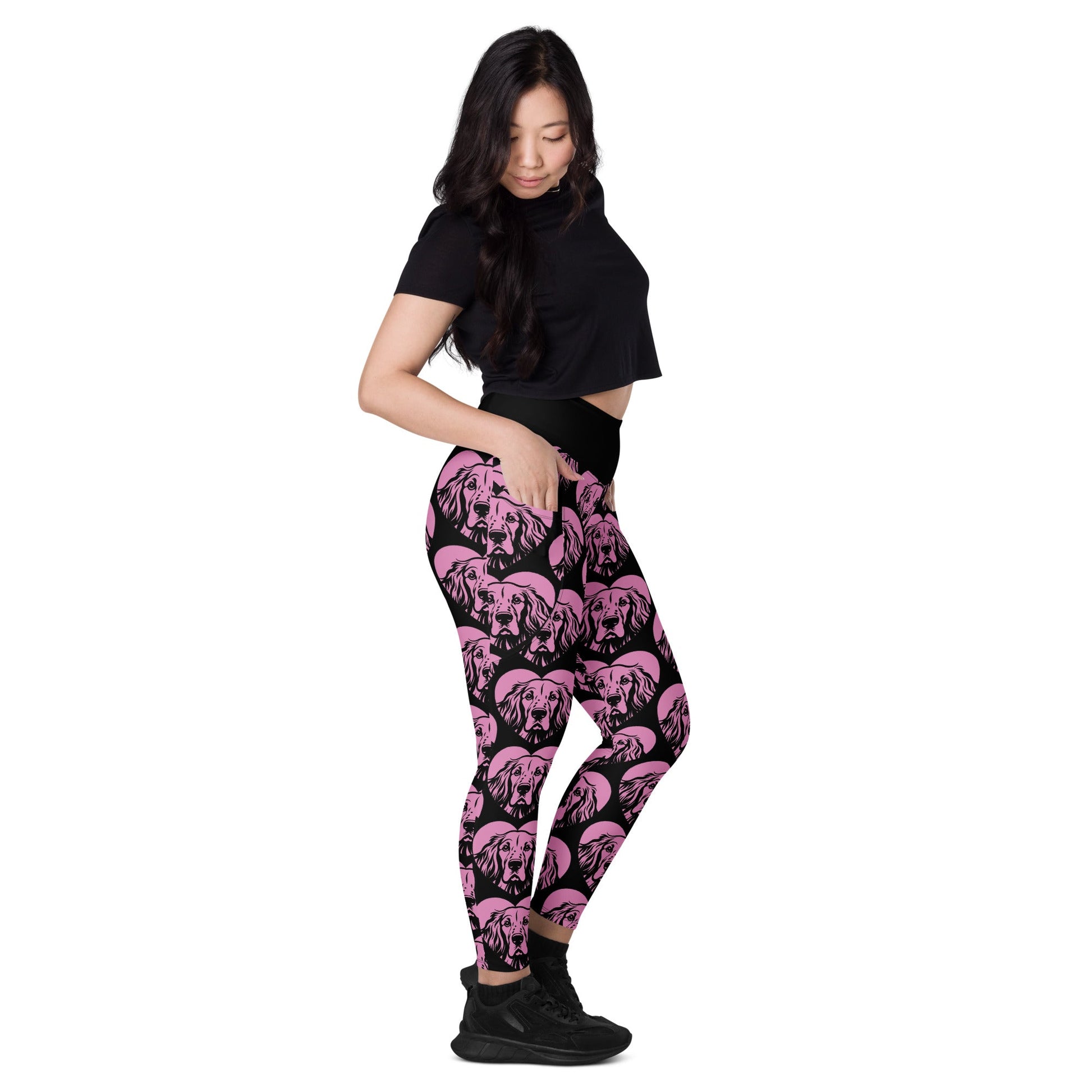 DOG BREED LEGGINGS with pockets - ENGLISH SETTER - HERTTAHOUND - pink - SHALMIAK