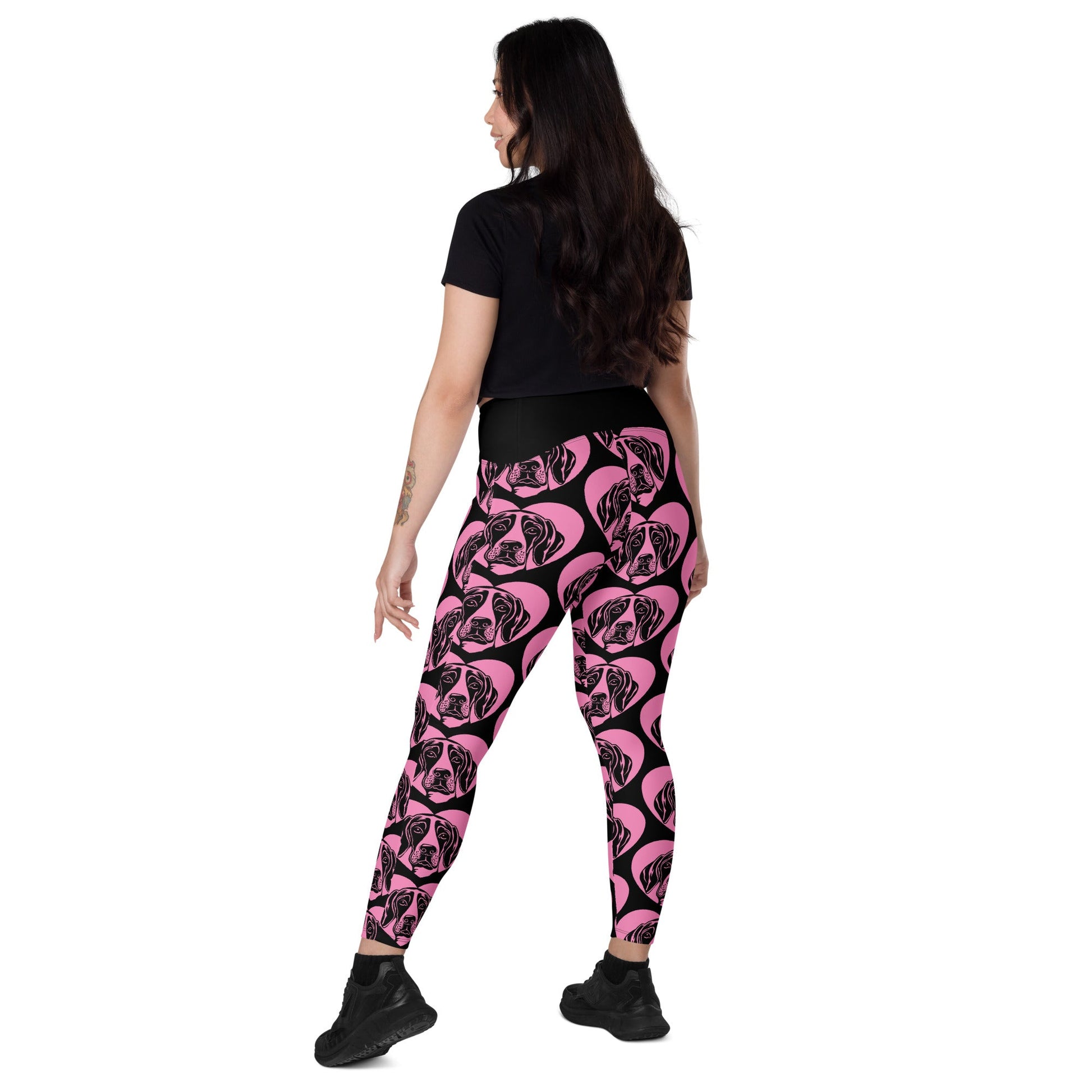 DOG BREED LEGGINGS with pockets - FINNISH HOUND - HERTTAHOUND - pink - SHALMIAK