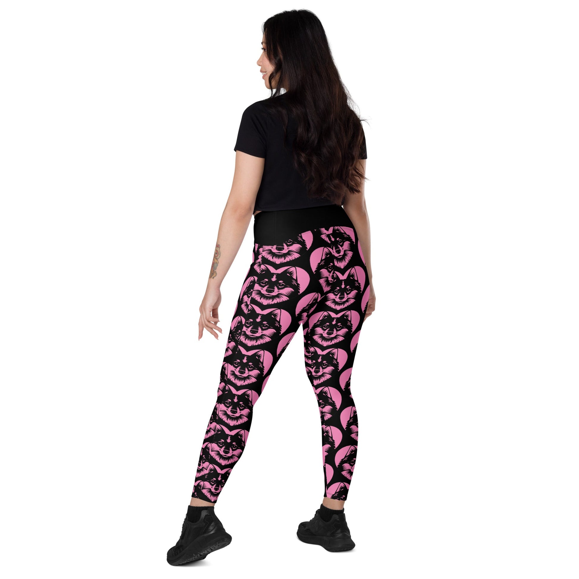 DOG BREED LEGGINGS with pockets - FINNISH SPITZ - HERTTAHOUND - pink - SHALMIAK