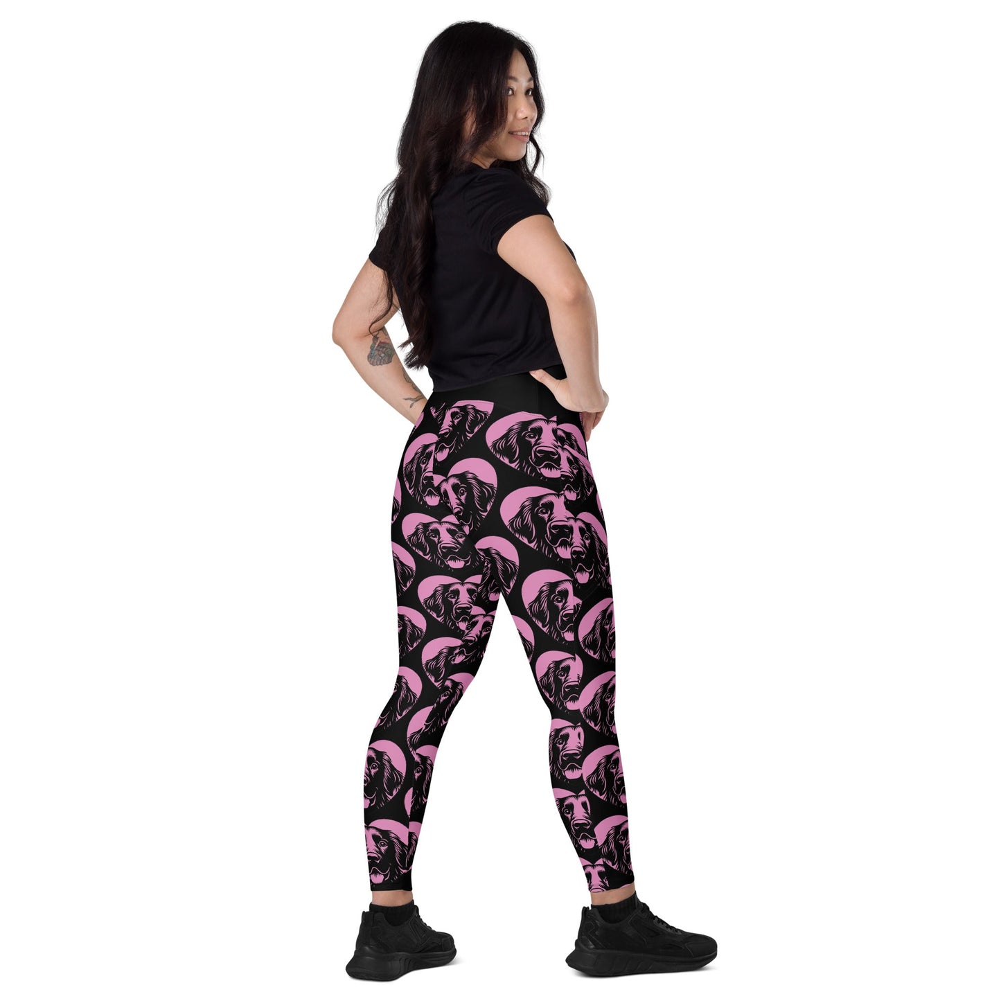 DOG BREED LEGGINGS with pockets - FLAT COATED RETRIEVER - HERTTAHOUND - pink - SHALMIAK