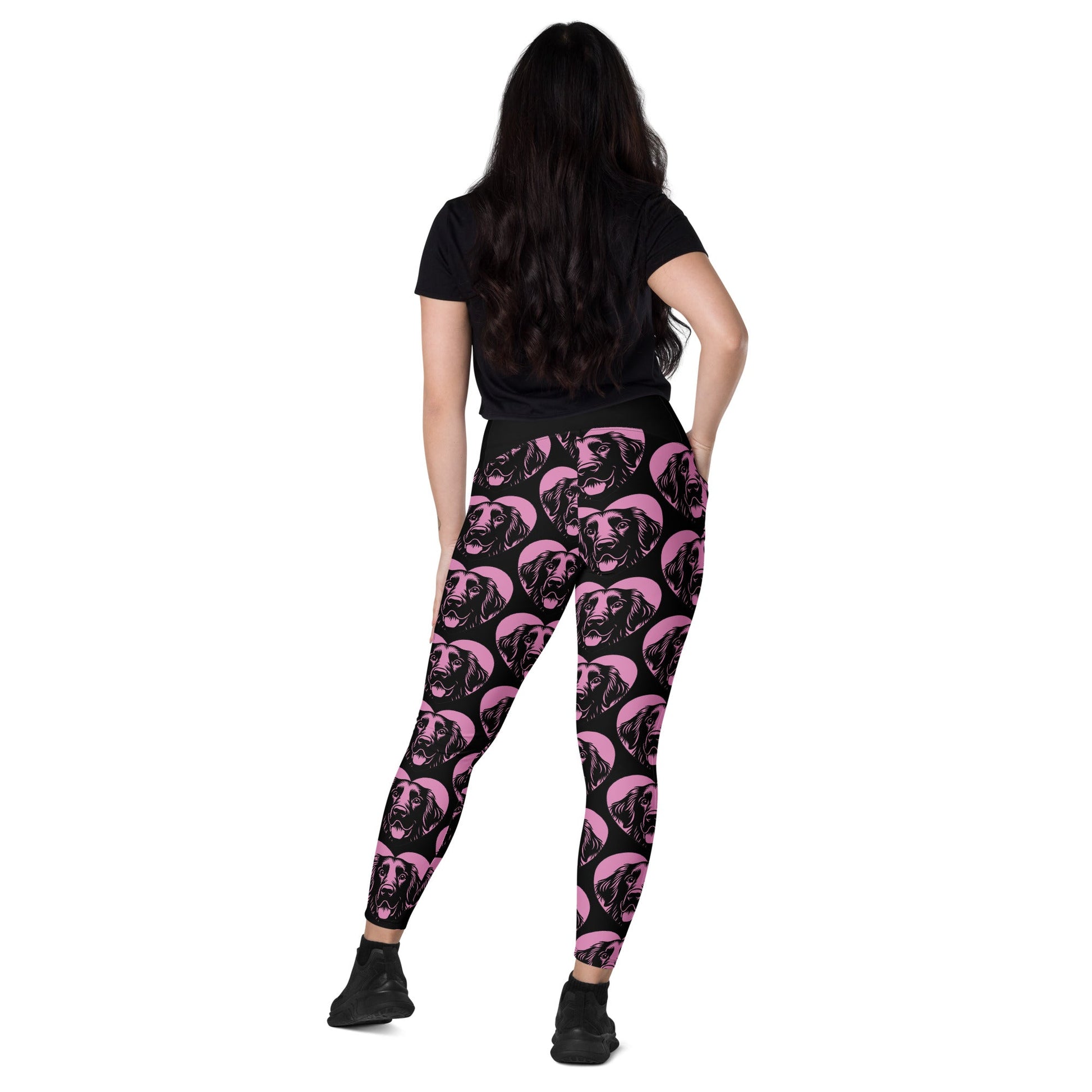 DOG BREED LEGGINGS with pockets - FLAT COATED RETRIEVER - HERTTAHOUND - pink - SHALMIAK