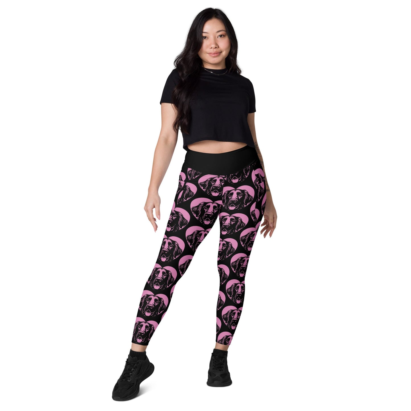 DOG BREED LEGGINGS with pockets - FLAT COATED RETRIEVER - HERTTAHOUND - pink - SHALMIAK