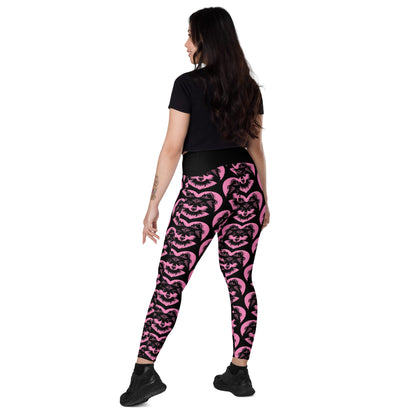 DOG BREED LEGGINGS with pockets - GERMAN SPITZ / MITTELSPITZ - HERTTAHOUND - pink - SHALMIAK