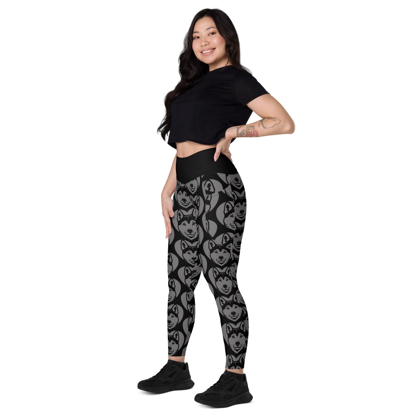 DOG BREED LEGGINGS with pockets - KISHU - HERTTAHOUND - grey - SHALMIAK