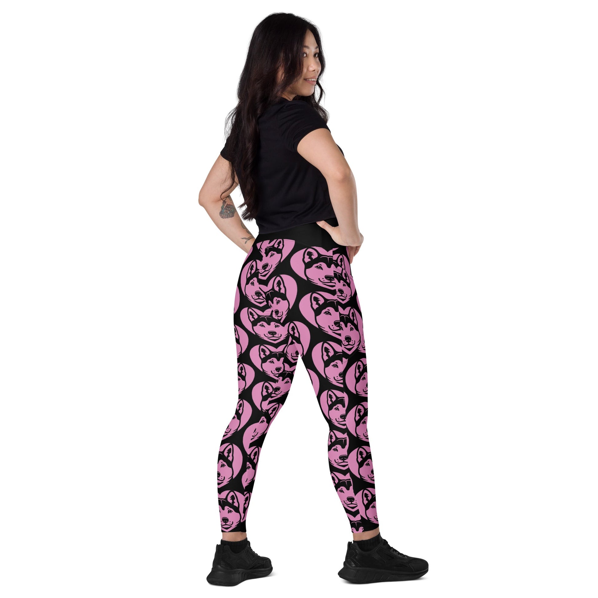 DOG BREED LEGGINGS with pockets - KISHU - HERTTAHOUND - pink - SHALMIAK