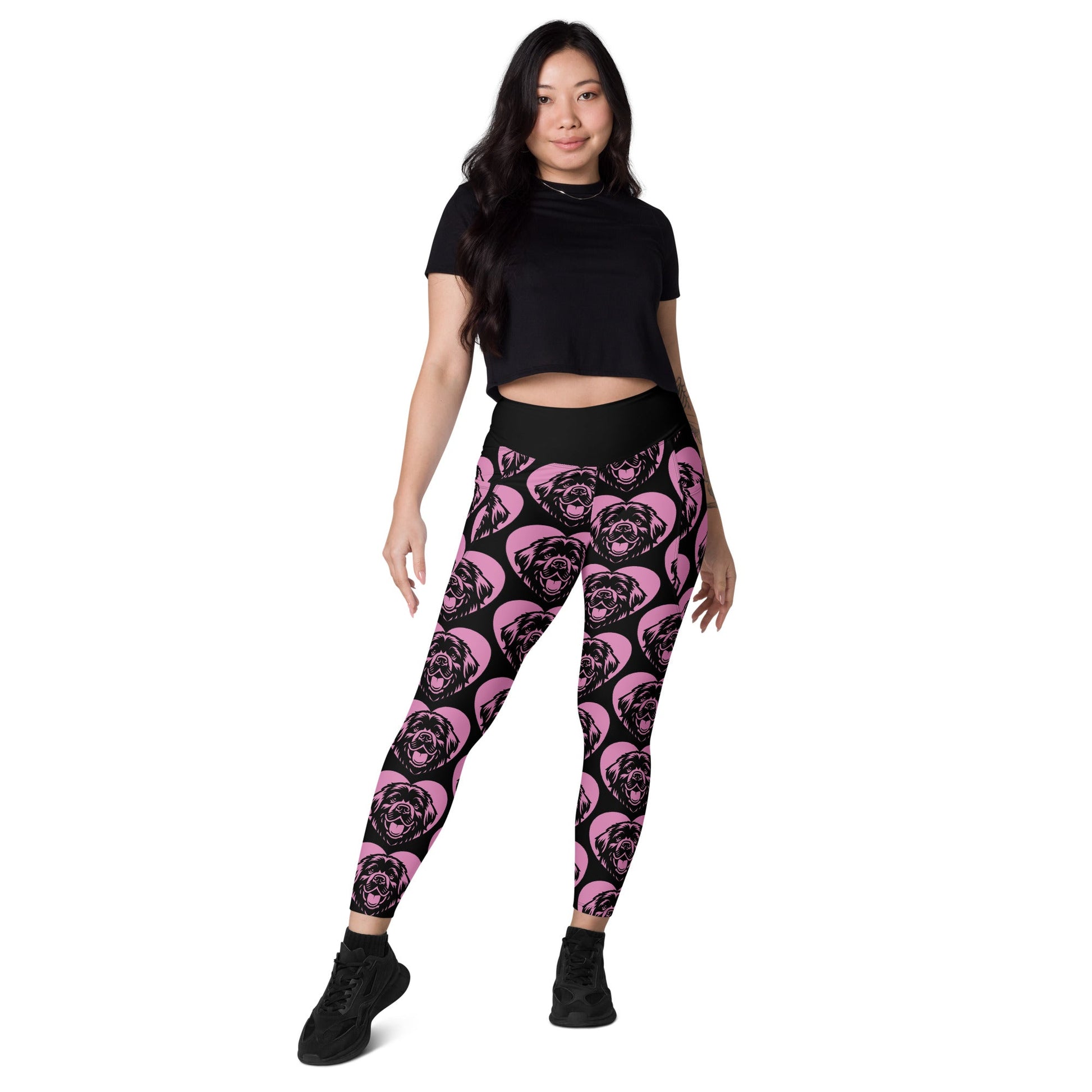 DOG BREED LEGGINGS with pockets - NEWFOUNDLAND - HERTTAHOUND - pink - SHALMIAK