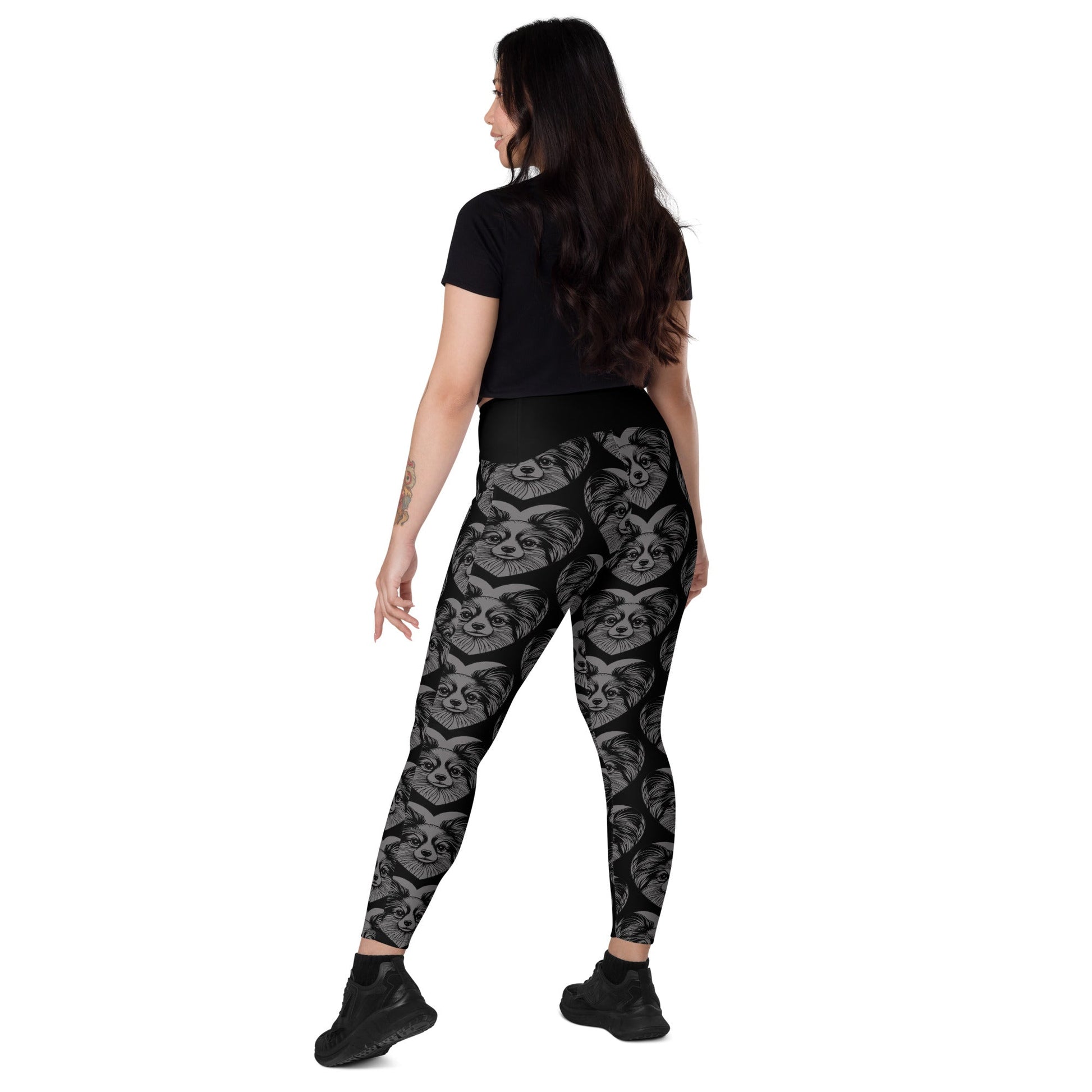 DOG BREED LEGGINGS with pockets - PAPILLON 2 - HERTTAHOUND - grey - SHALMIAK