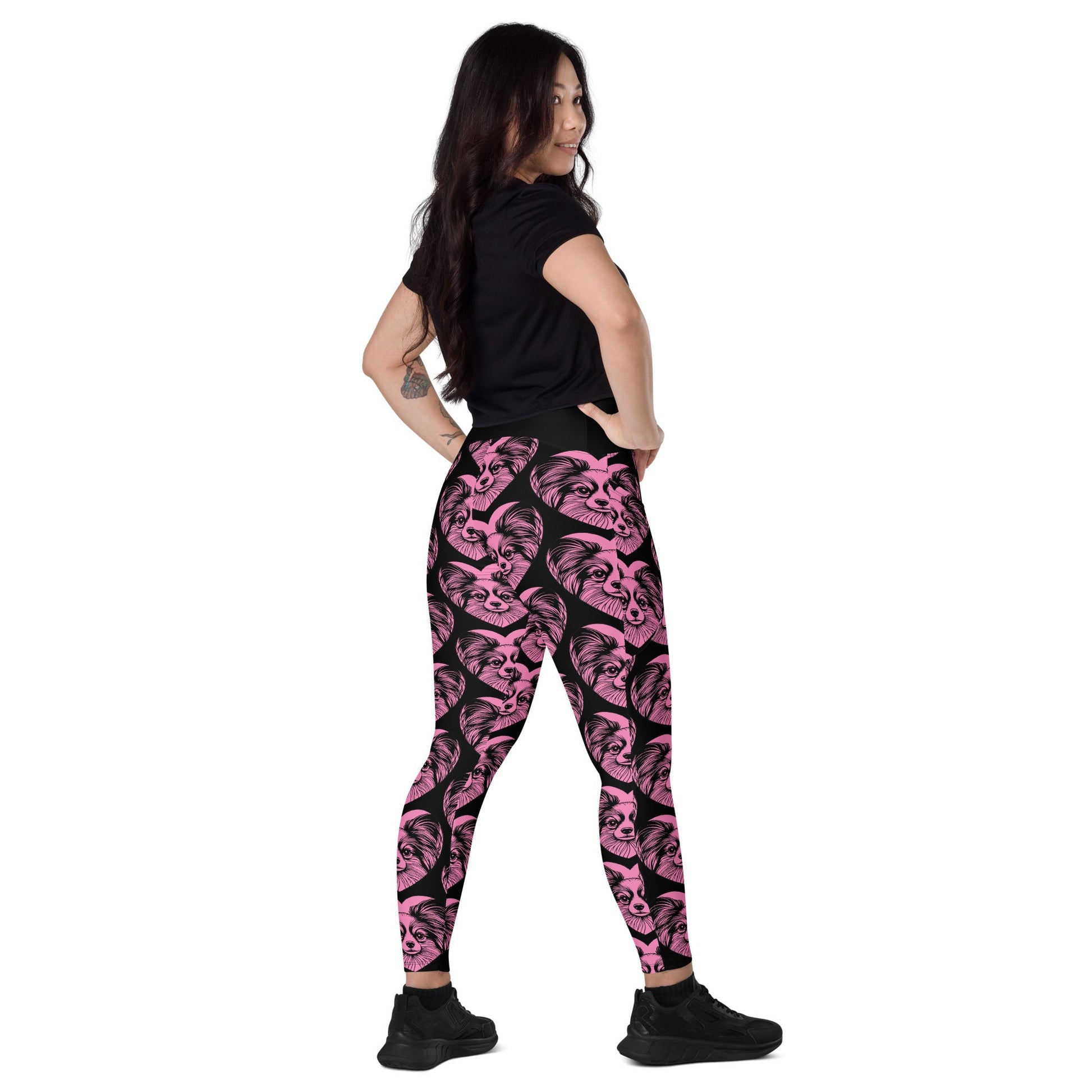 DOG BREED LEGGINGS with pockets - PAPILLON 2 - HERTTAHOUND - pink - SHALMIAK