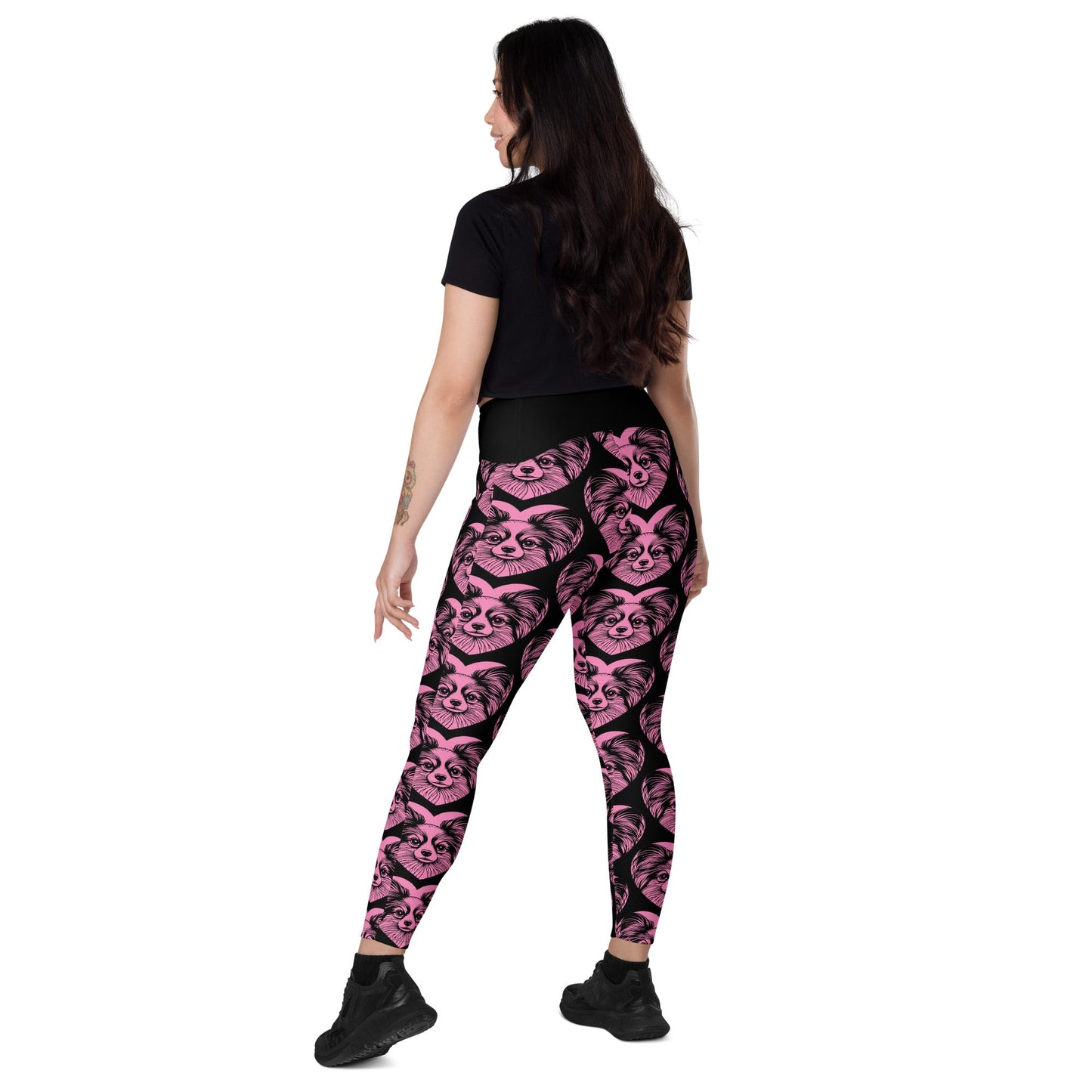 DOG BREED LEGGINGS with pockets - PAPILLON 2 - HERTTAHOUND - pink - SHALMIAK