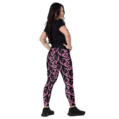 DOG BREED LEGGINGS with pockets - PAPILLON - HERTTAHOUND - pink - SHALMIAK