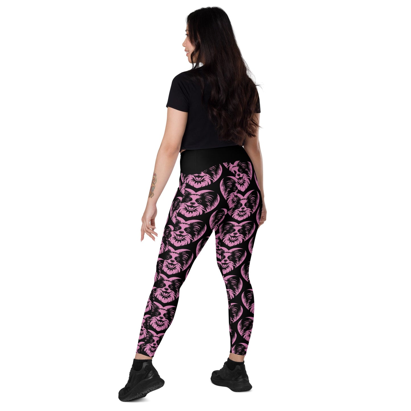 DOG BREED LEGGINGS with pockets - PAPILLON - HERTTAHOUND - pink - SHALMIAK