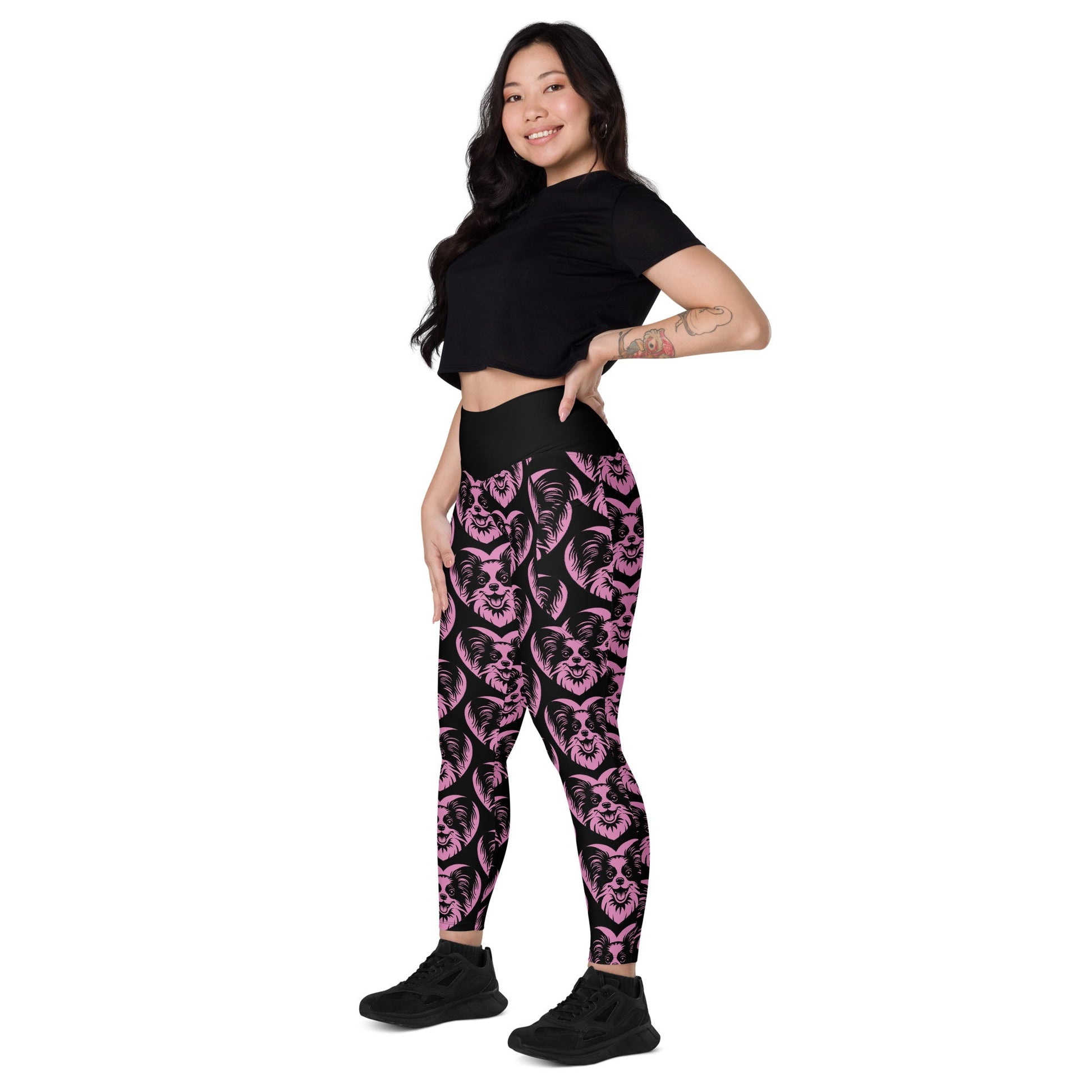 DOG BREED LEGGINGS with pockets - PAPILLON - HERTTAHOUND - pink - SHALMIAK