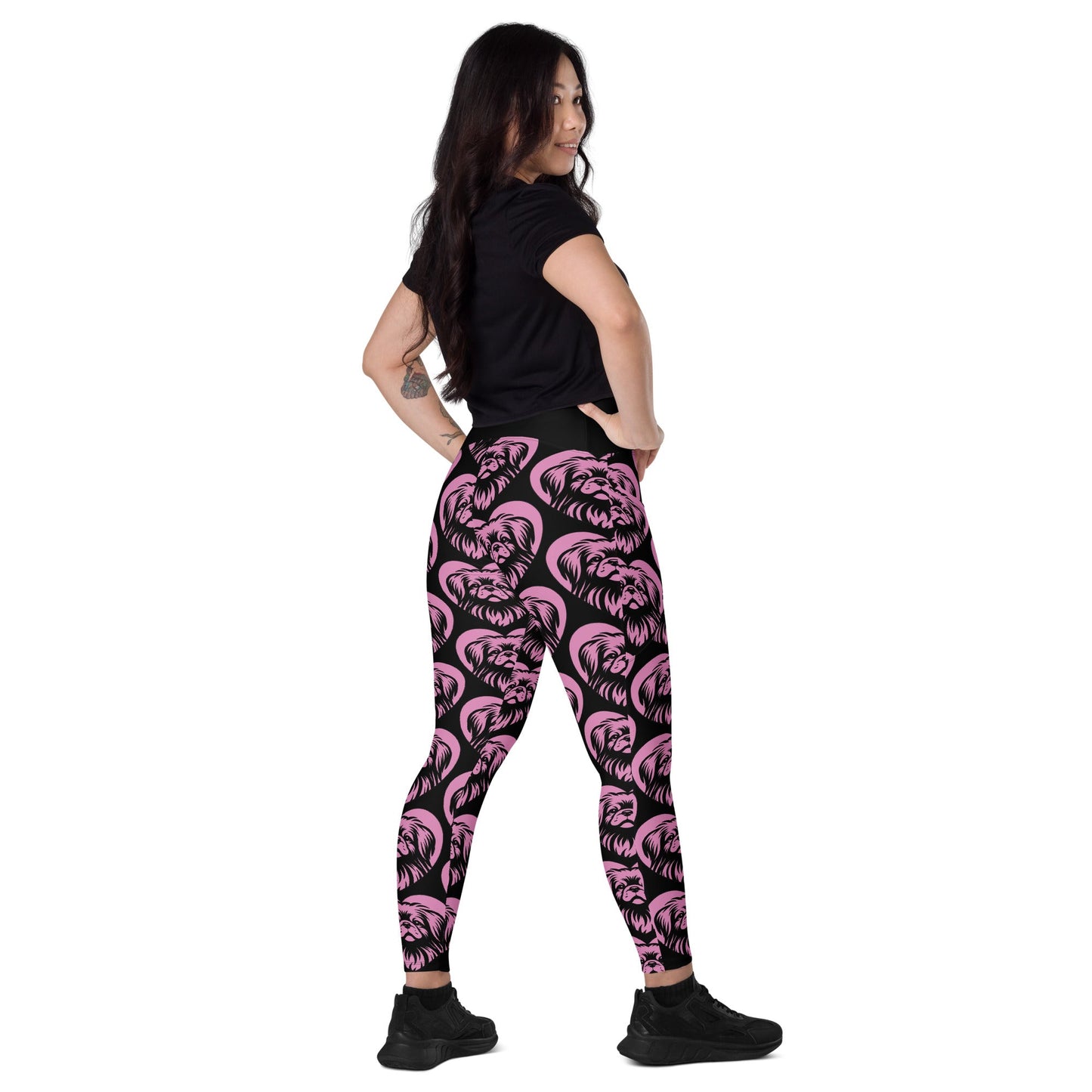 DOG BREED LEGGINGS with pockets - PEKINGESE - HERTTAHOUND - pink - SHALMIAK