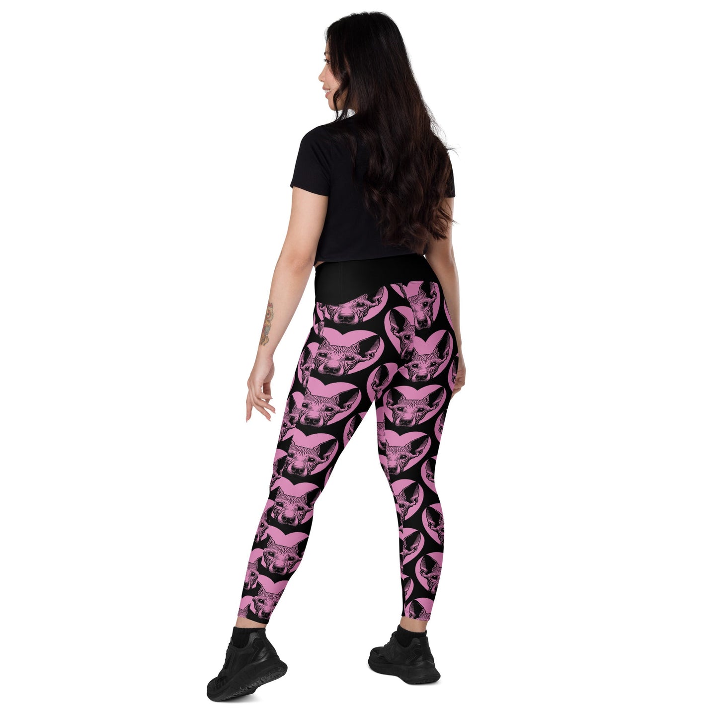 DOG BREED LEGGINGS with pockets - PERUVIAN HAIRLESS DOG - HERTTAHOUND - pink - SHALMIAK