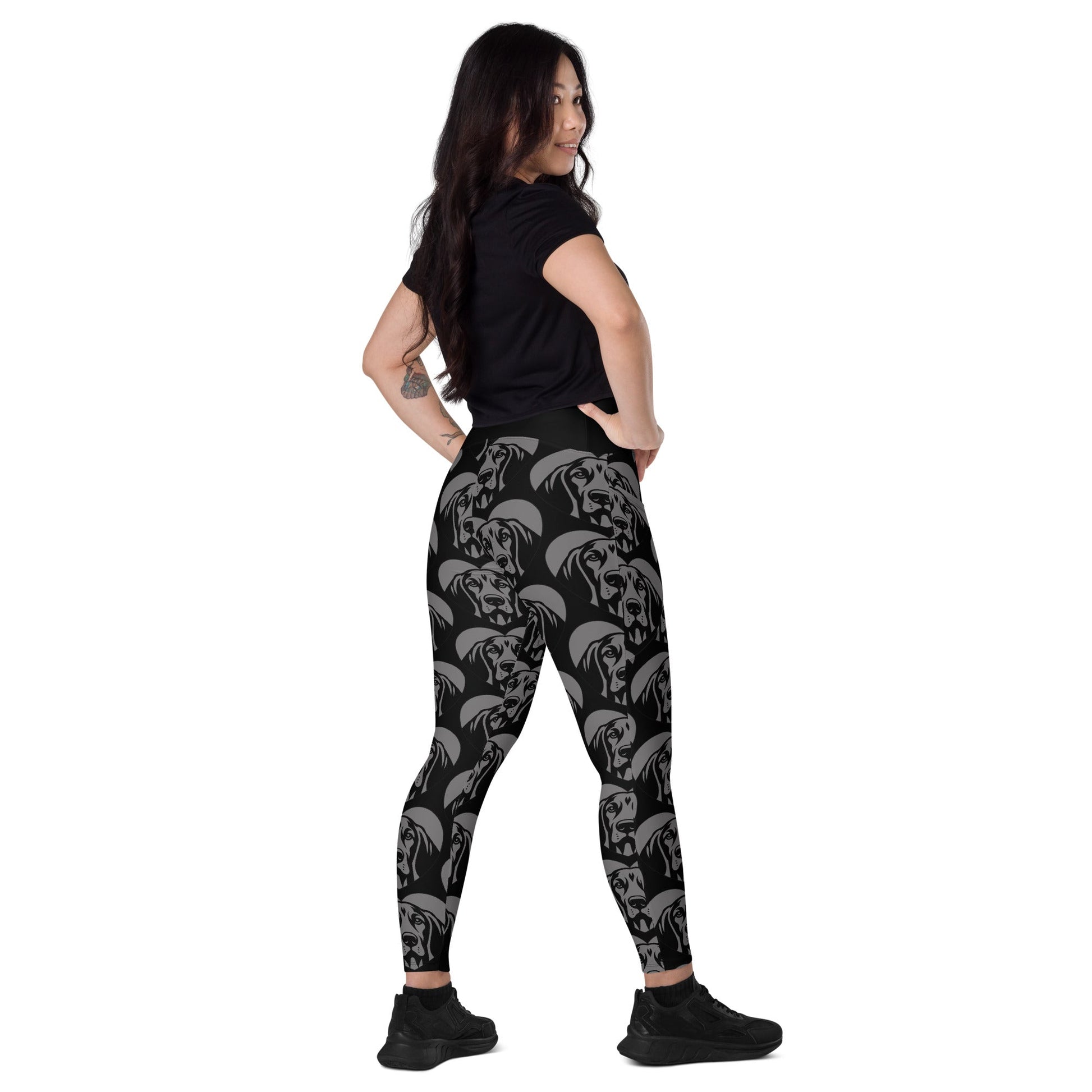 DOG BREED LEGGINGS with pockets - REDBONE COONHOUND - HERTTAHOUND - grey - SHALMIAK