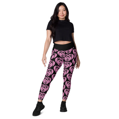 DOG BREED LEGGINGS with pockets - SHIBA INU - HERTTAHOUND - pink - SHALMIAK