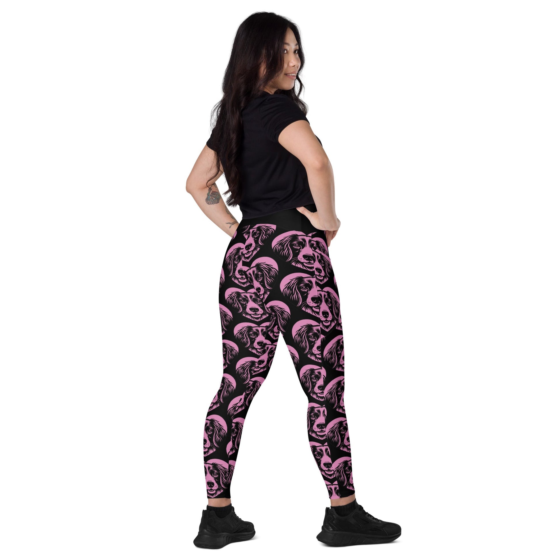 DOG BREED LEGGINGS with pockets - SMALL MÜNSTERLÄNDER - HERTTAHOUND - pink - SHALMIAK