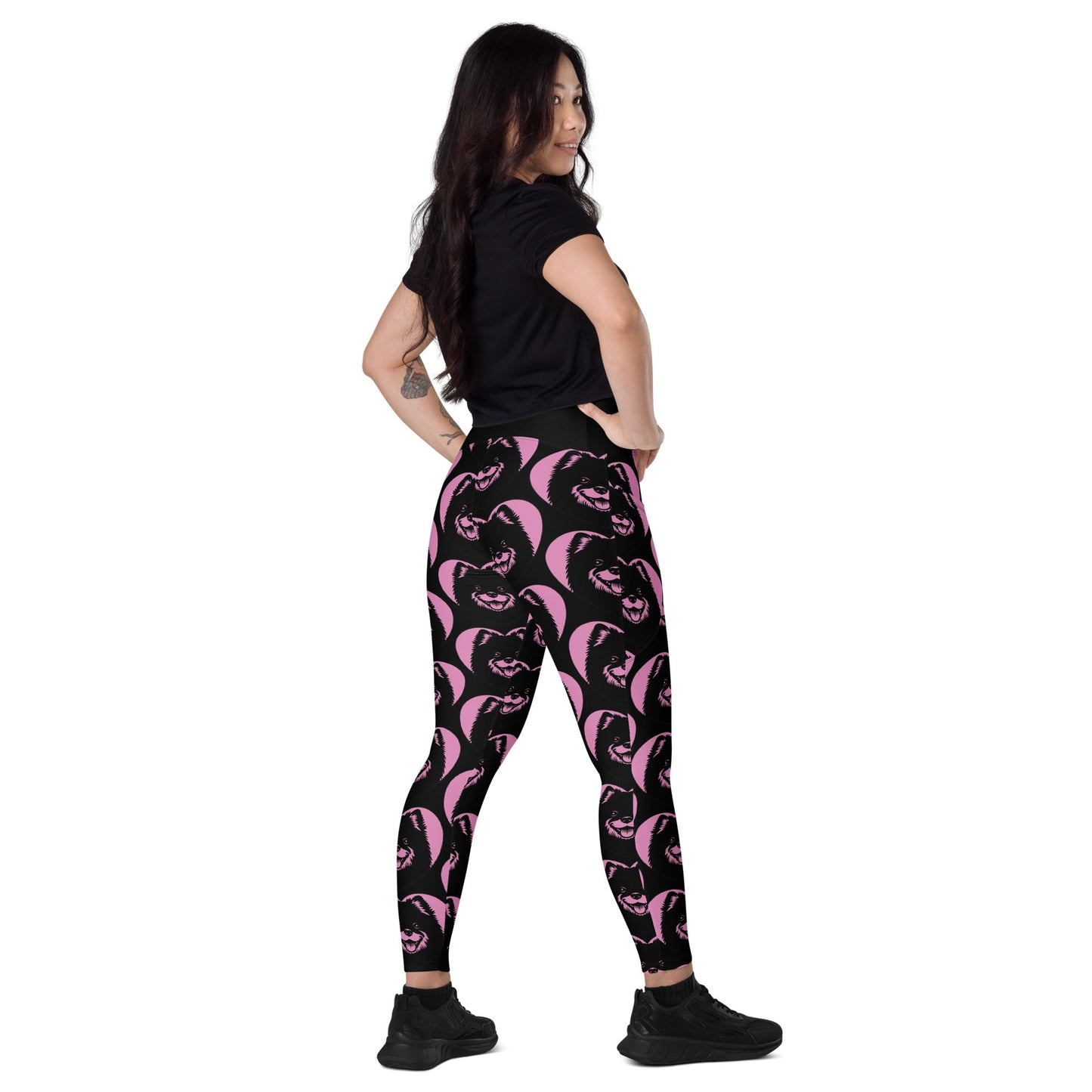 DOG BREED LEGGINGS with pockets - SWEDISH LAPPHUND - HERTTAHOUND - pink - SHALMIAK