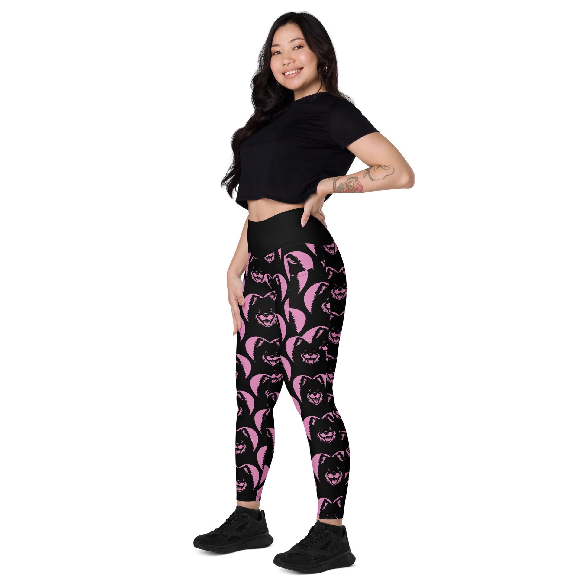 DOG BREED LEGGINGS with pockets - SWEDISH LAPPHUND - HERTTAHOUND - pink - SHALMIAK