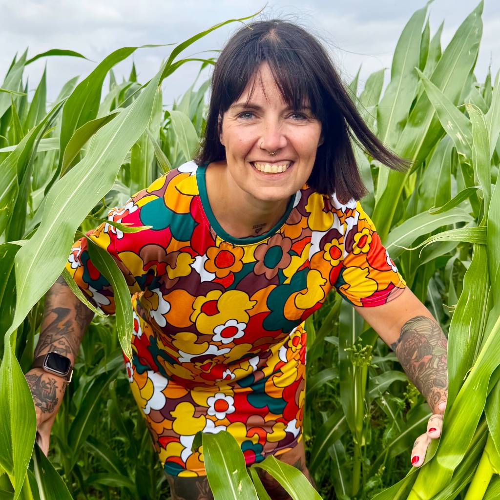 T-shirt dress - DUCK PARADISE retro - Flower ducks print