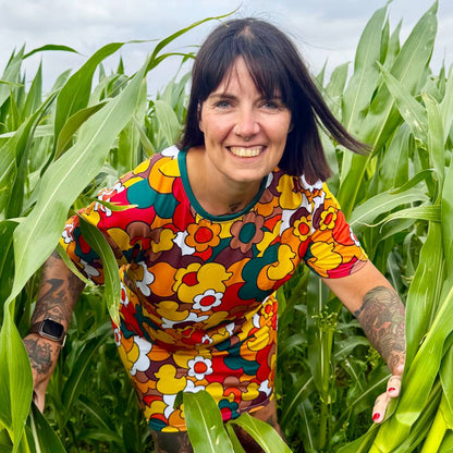 T-shirt dress - DUCK PARADISE retro - Flower ducks print