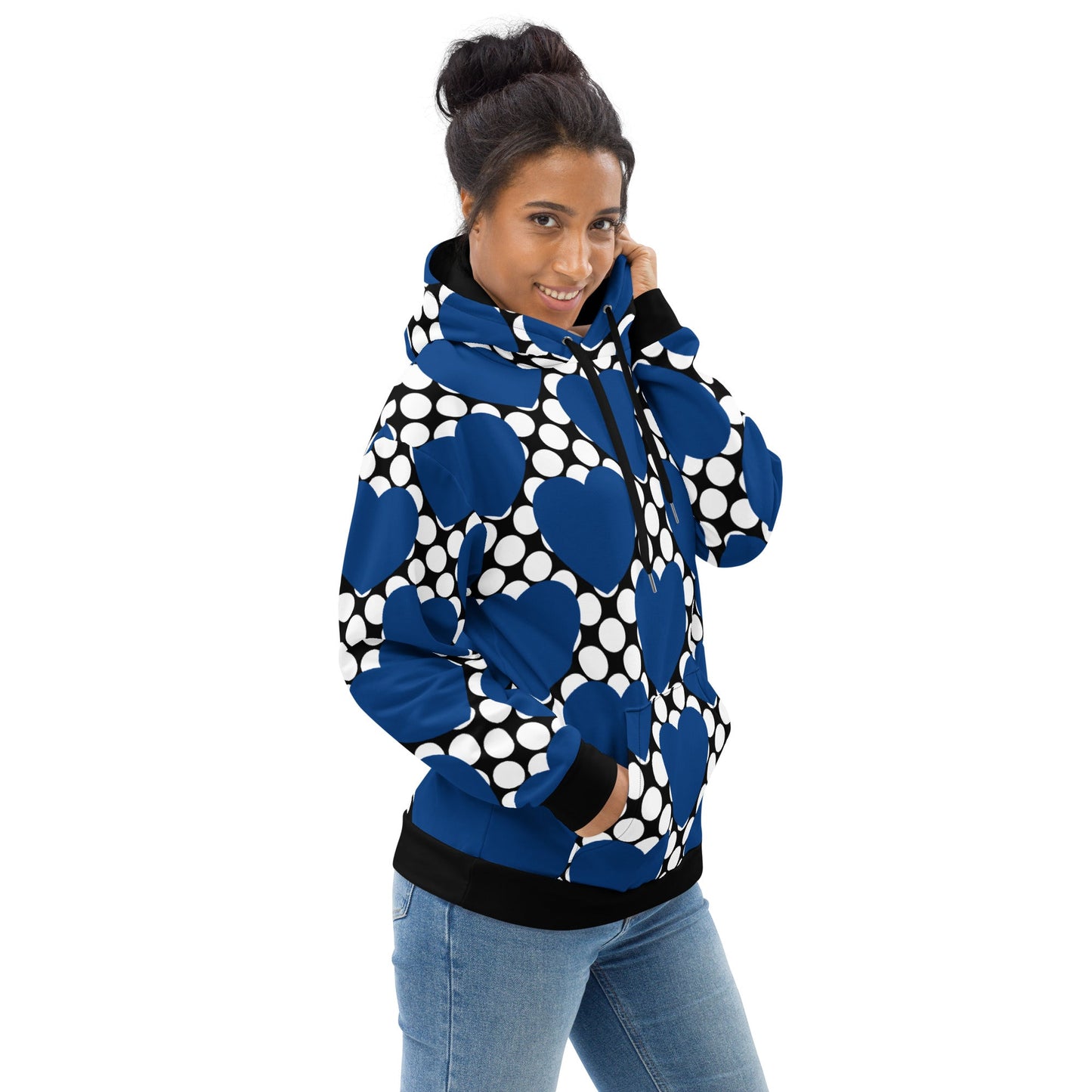 ELLIE LOVE DOT blue black - Unisex Hoodie (recycled) - SHALMIAK