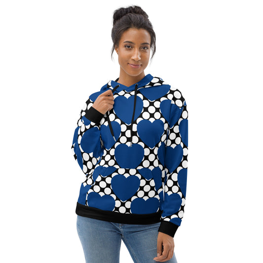 ELLIE LOVE DOT blue black - Unisex Hoodie (recycled) - SHALMIAK