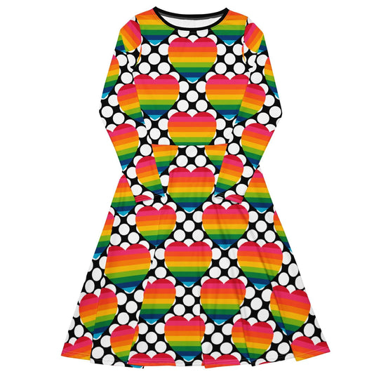 ELLIE LOVE DOT rainbow - Midi dress with long sleeves and pockets - SHALMIAK