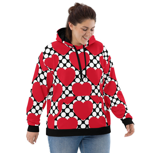 ELLIE LOVE DOT red black - Unisex Hoodie (recycled) - SHALMIAK