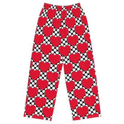 ELLIE LOVE DOT red black - Unisex wide-leg pants - SHALMIAK