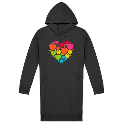 ELLIE LOVE heart rainbow - Organic Hoodie Dress - SHALMIAK