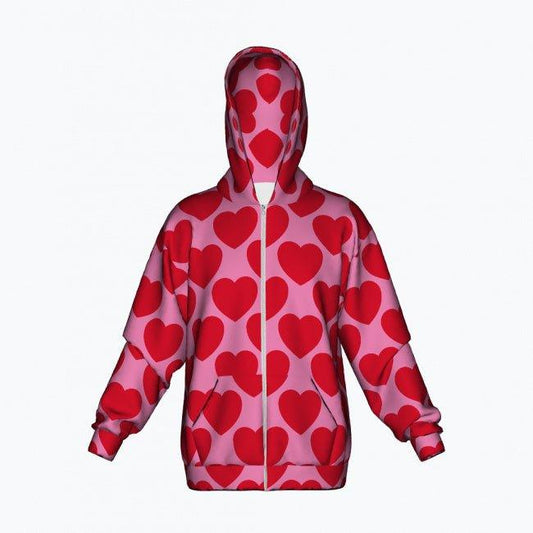 ELLIE LOVE red - Cotton Zipper Hoodie - SHALMIAK