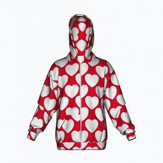 ELLIE LOVE red white - Cotton Zipper Hoodie - SHALMIAK