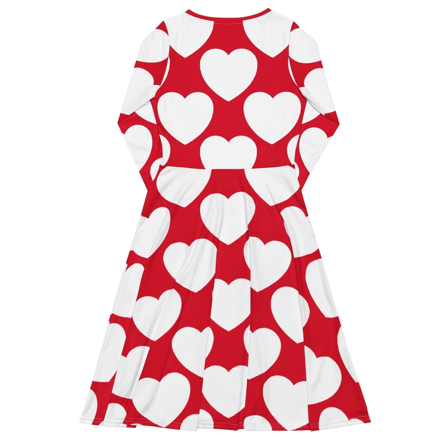 ELLIE LOVE red white - Midi dress with long sleeves and pockets - SHALMIAK