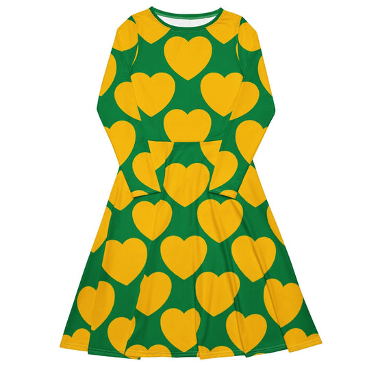 ELLIE LOVE yellow green - Midi dress with long sleeves and pockets - SHALMIAK