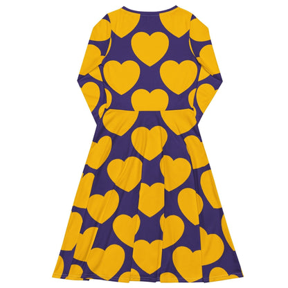 ELLIE LOVE yellow purple - Midi dress with long sleeves and pockets - SHALMIAK