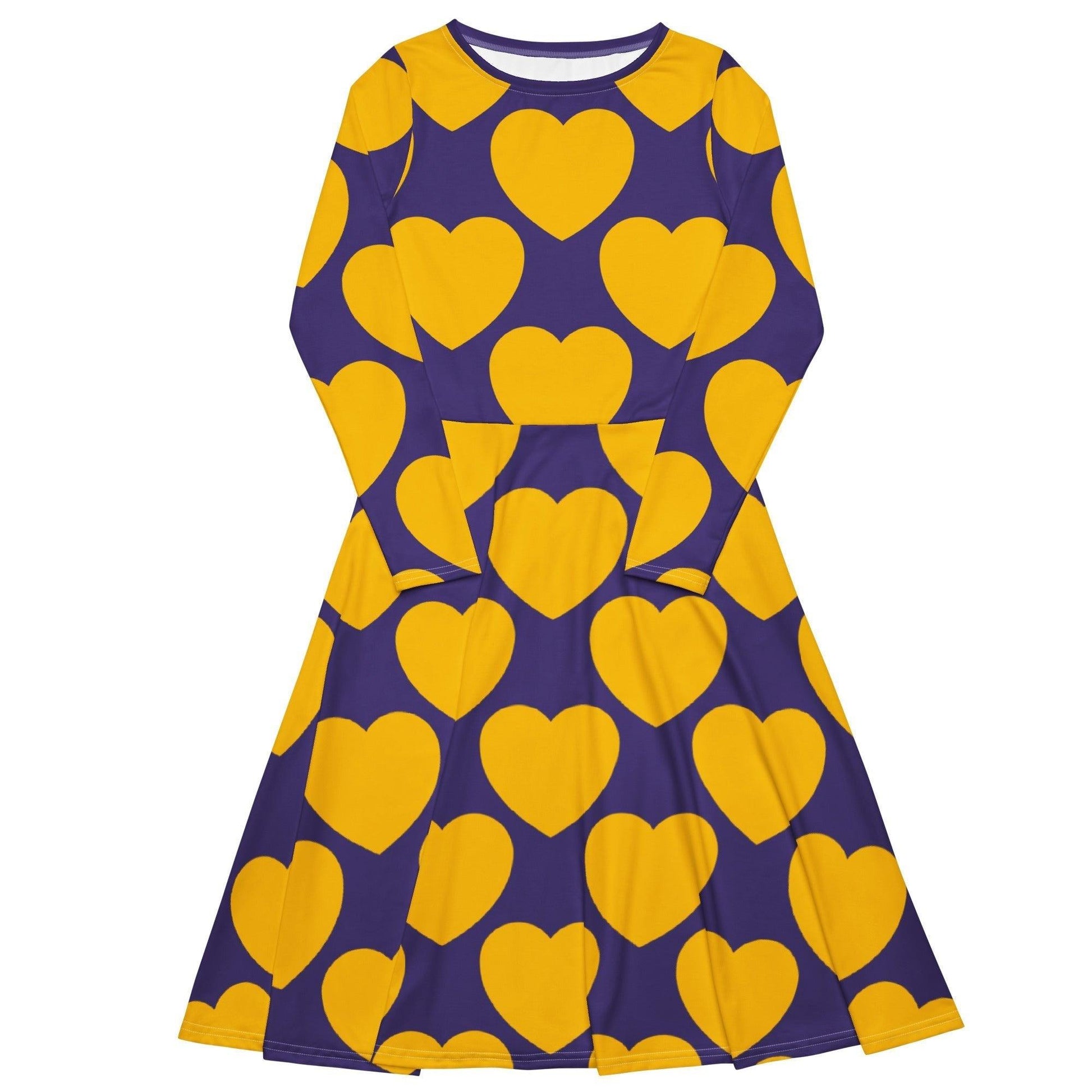 ELLIE LOVE yellow purple - Midi dress with long sleeves and pockets - SHALMIAK