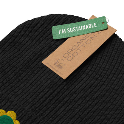 ELLIE green yellow - Organic ribbed beanie - SHALMIAK