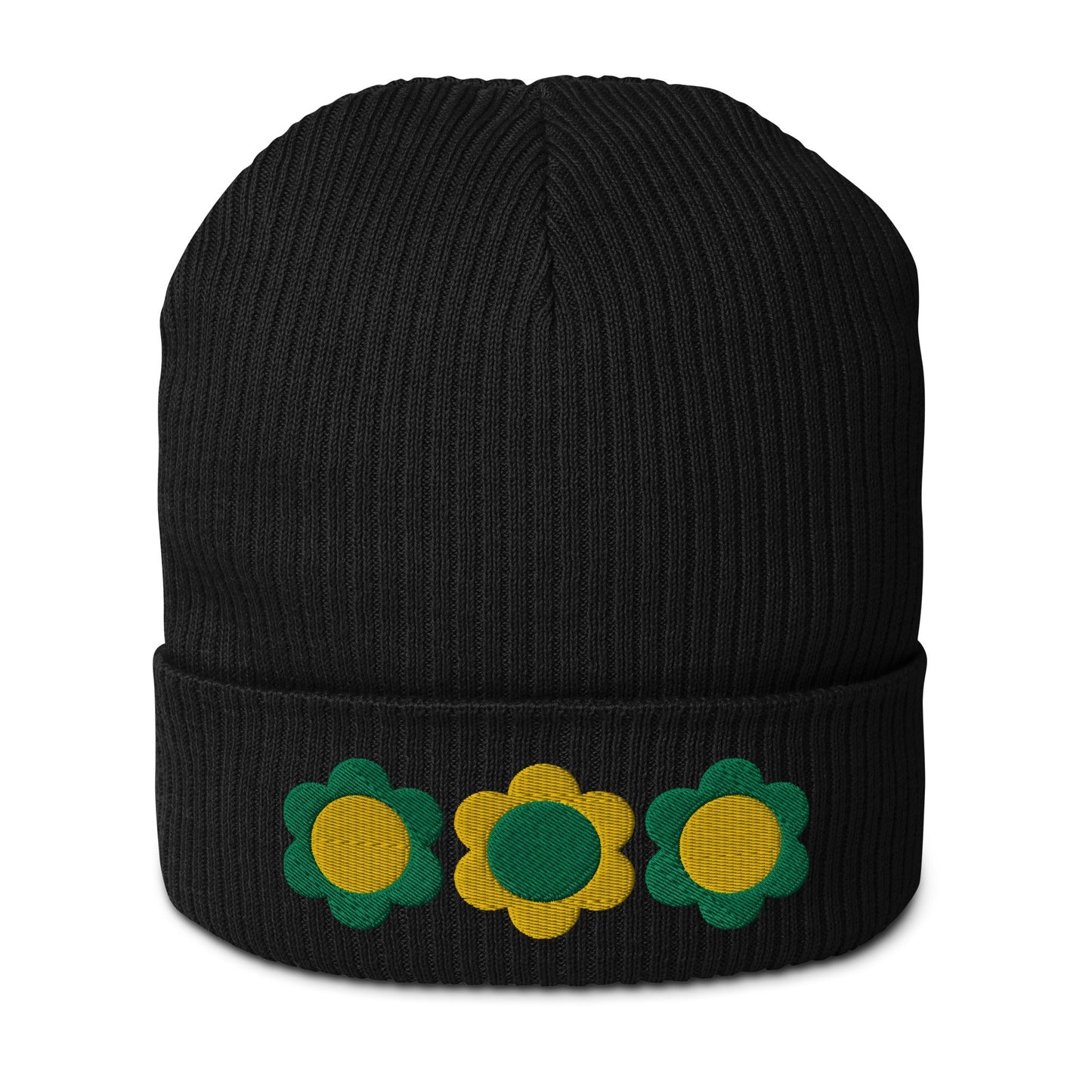 ELLIE green yellow - Organic ribbed beanie - SHALMIAK