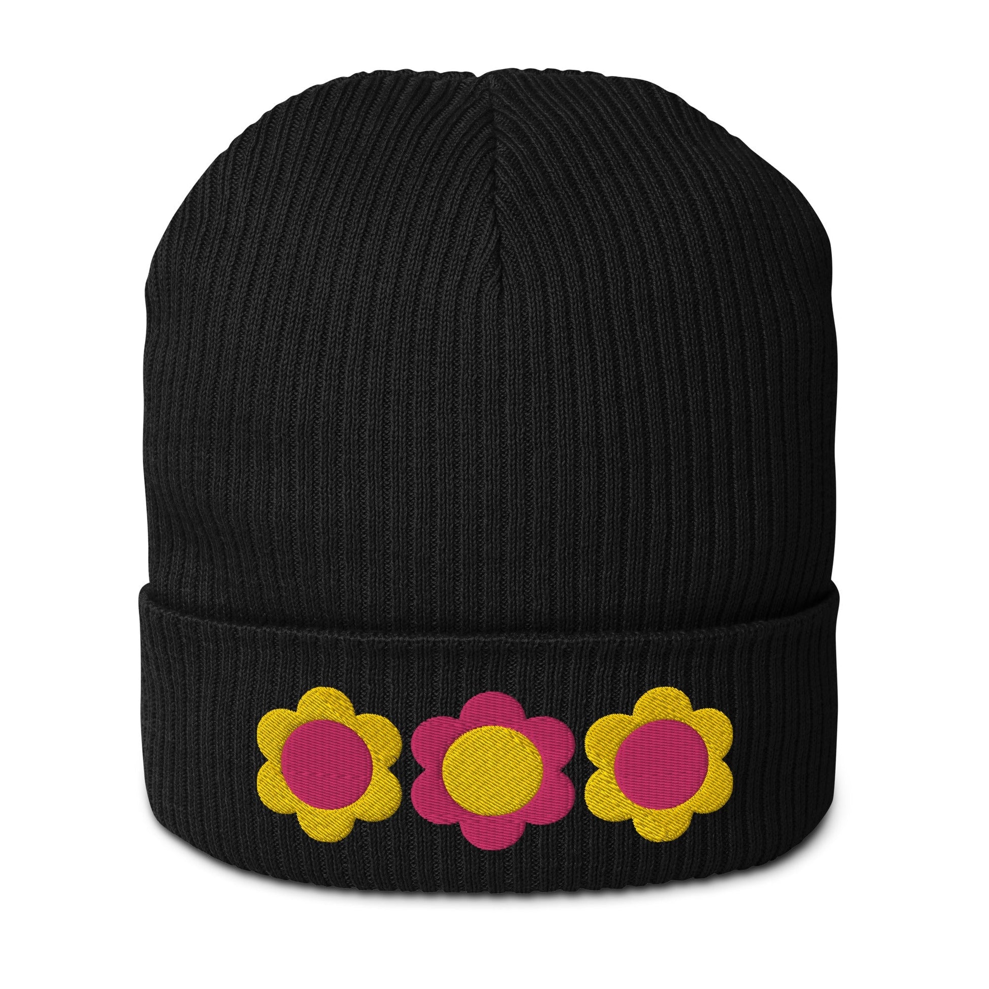 ELLIE yellow pink - Organic ribbed beanie - SHALMIAK