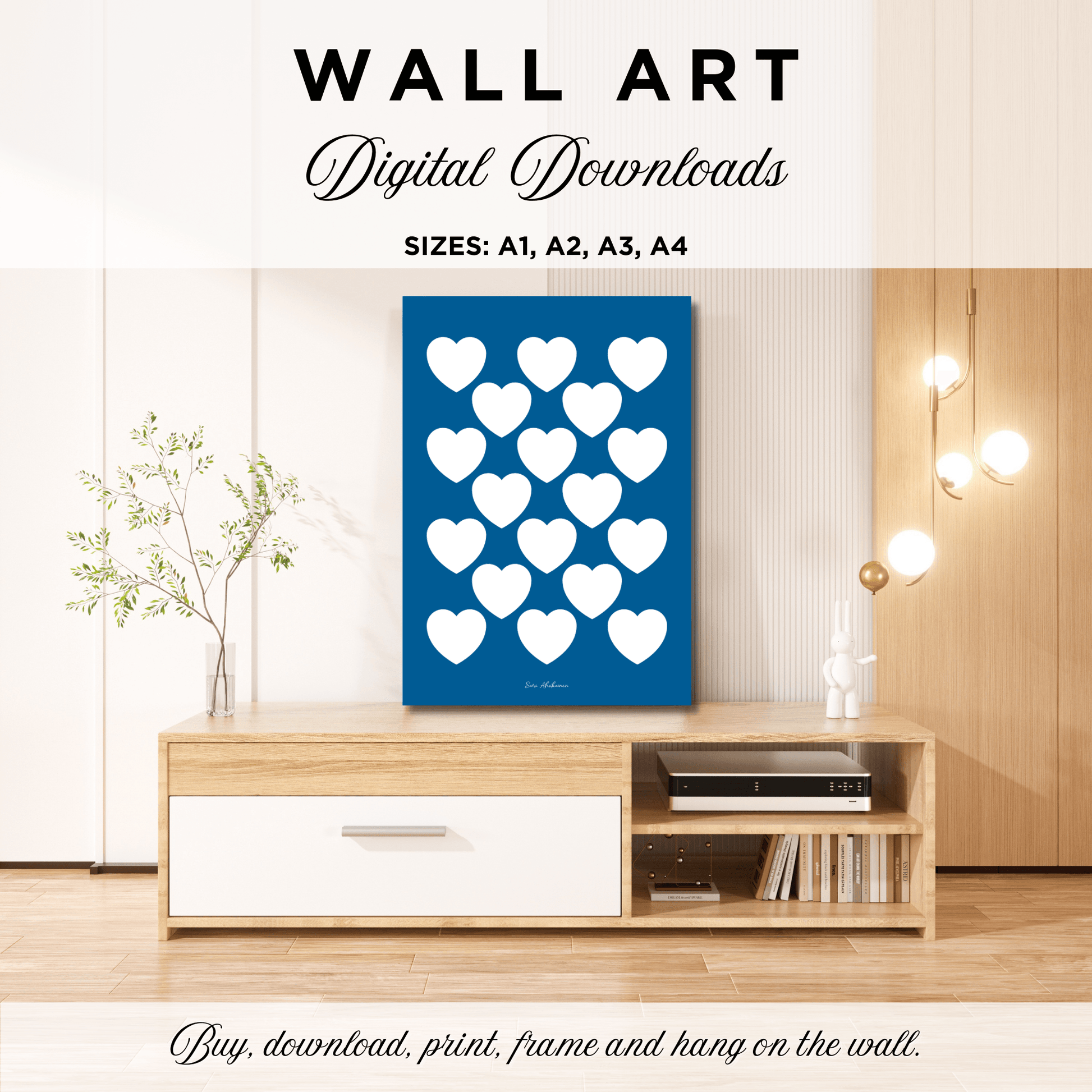 DIGITAL WALL ART - ELLIE LOVE blue white - SHALMIAK