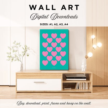 DIGITAL WALL ART - ELLIE LOVE pink mint - SHALMIAK