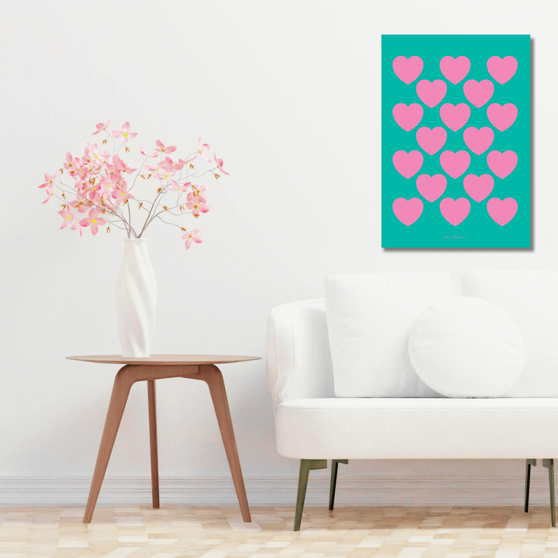 DIGITAL WALL ART - ELLIE LOVE pink mint - SHALMIAK