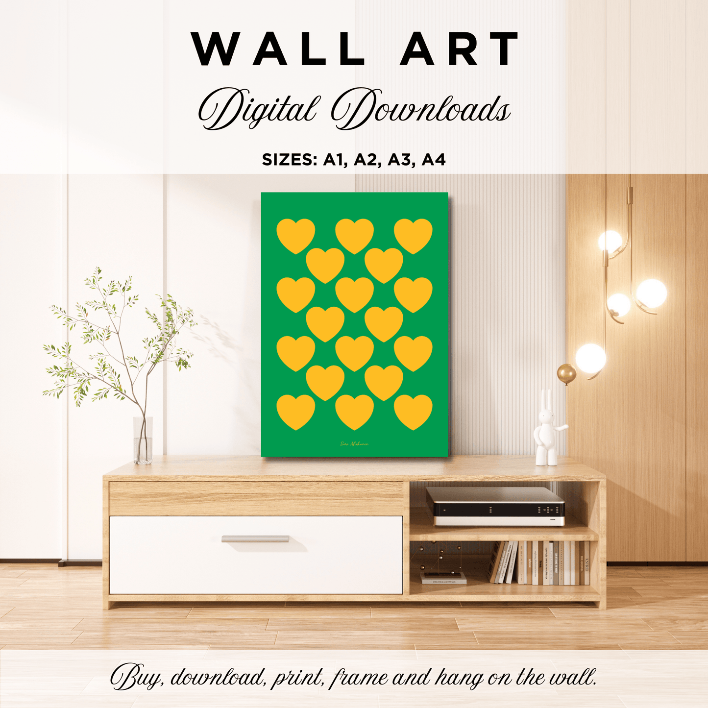 DIGITAL WALL ART - ELLIE LOVE yellow green - SHALMIAK