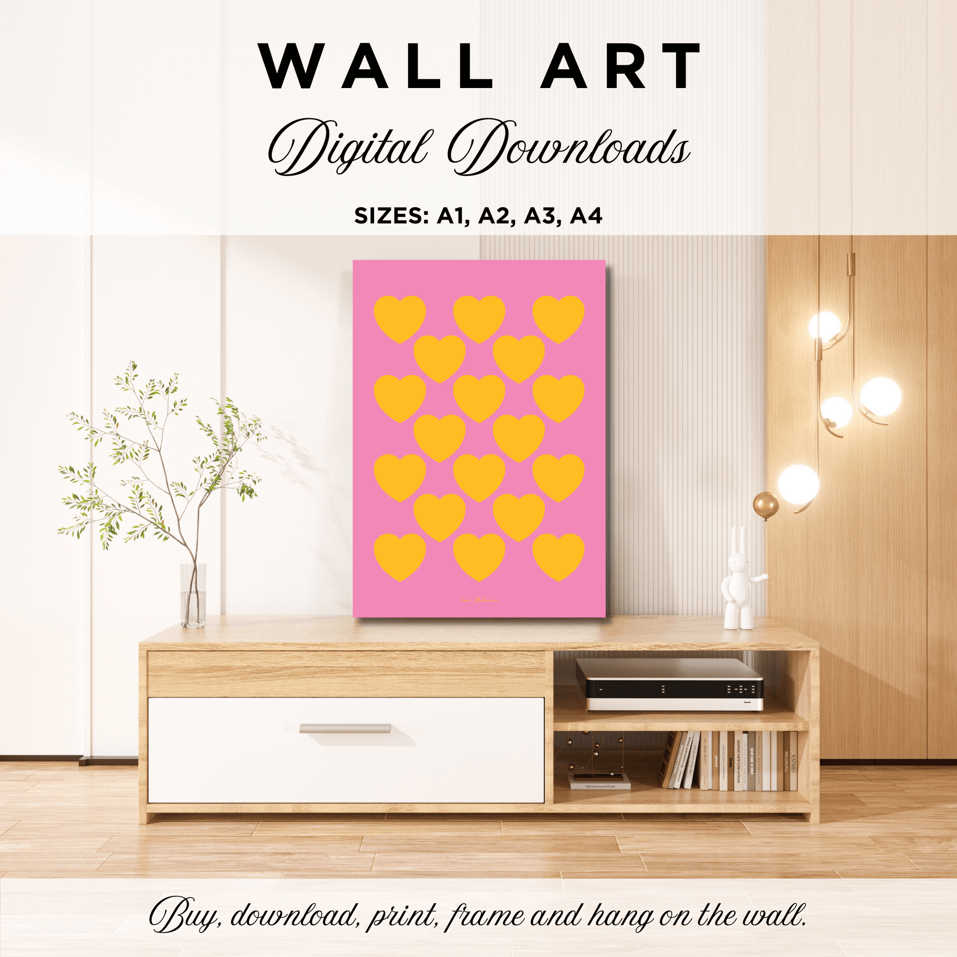 DIGITAL WALL ART - ELLIE LOVE yellow pink - SHALMIAK