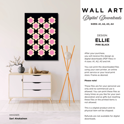 DIGITAL WALL ART - ELLIE pink black - SHALMIAK