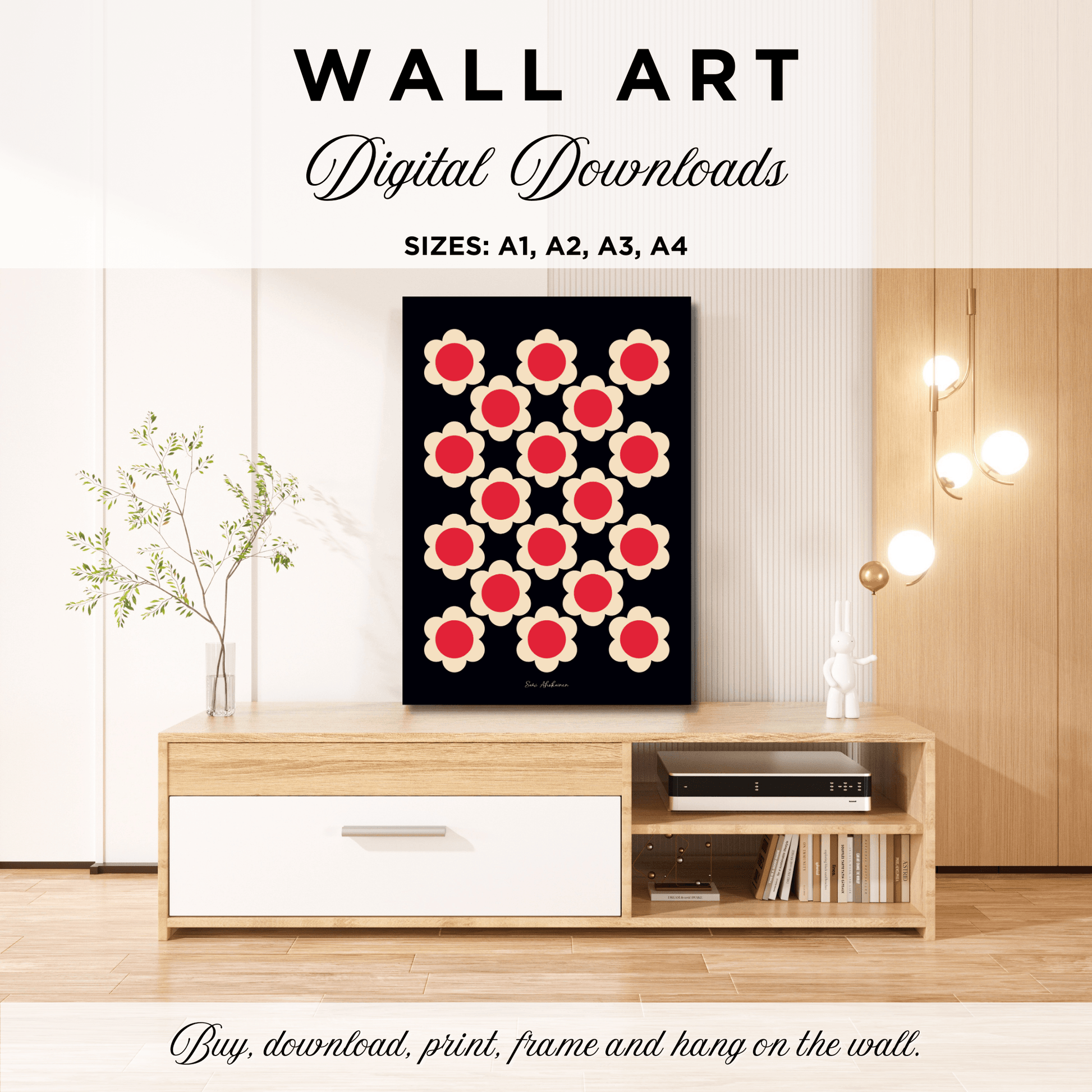 DIGITAL WALL ART - ELLIE red black - SHALMIAK