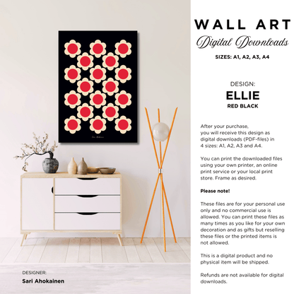 DIGITAL WALL ART - ELLIE red black - SHALMIAK