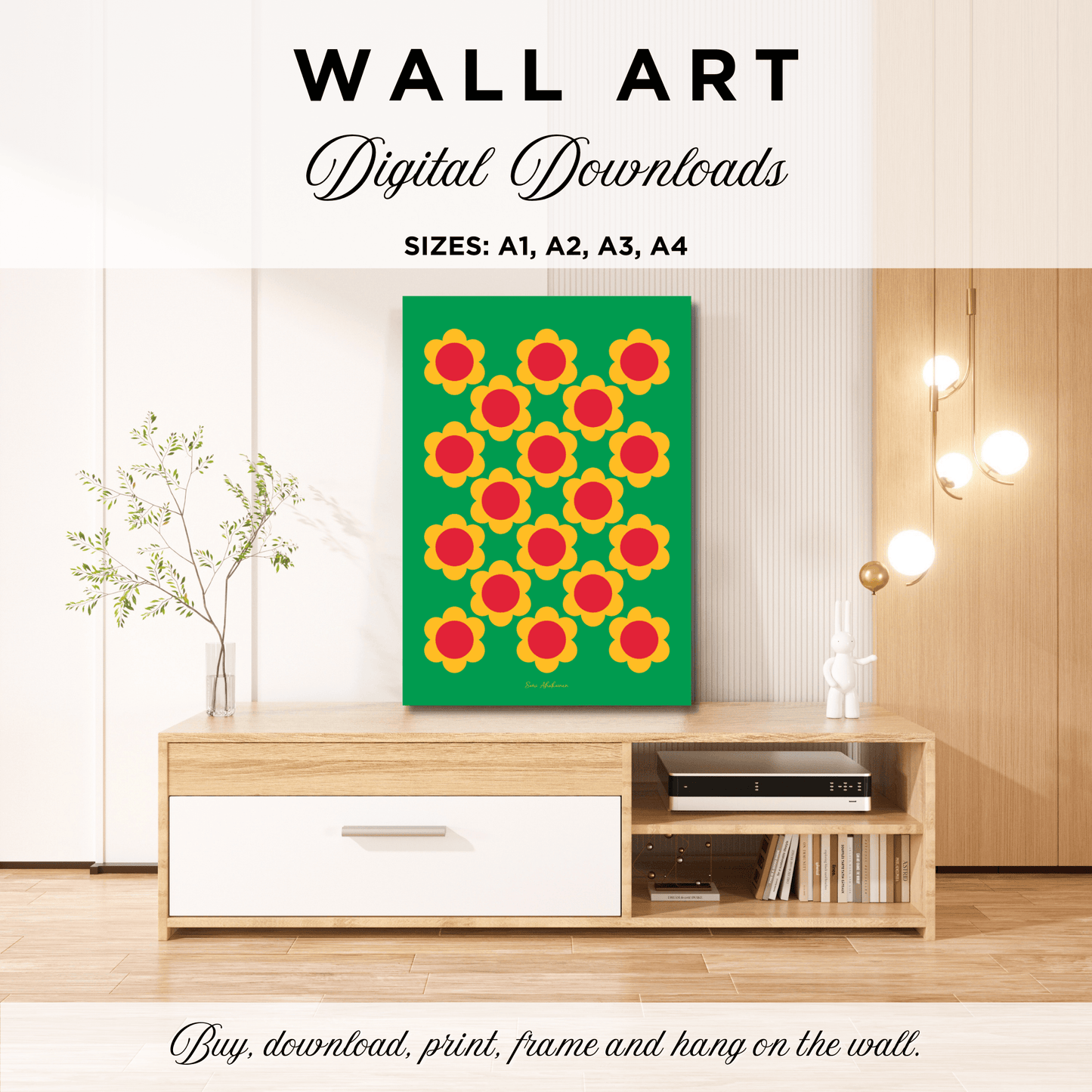 DIGITAL WALL ART - ELLIE red green - SHALMIAK