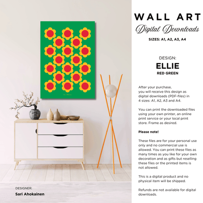 DIGITAL WALL ART - ELLIE red green - SHALMIAK